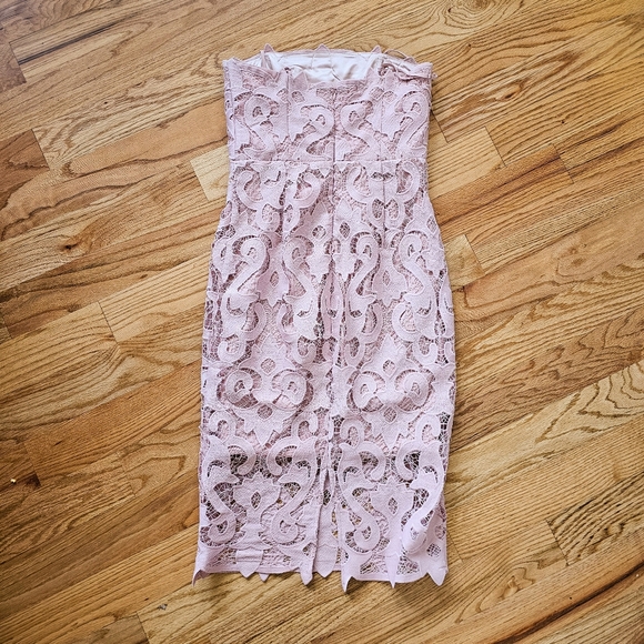 Bardot Lina Lace Sheath Dress Size 6 Rose Pink Sleeveless Midi Length Formal - Picture 5 of 8